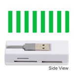 Vertical Stripes - White and Dark Pastel Green Memory Card Reader (Stick)