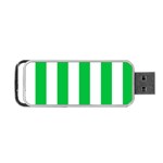 Vertical Stripes - White and Dark Pastel Green Portable USB Flash (One Side)