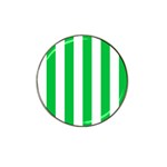 Vertical Stripes - White and Dark Pastel Green Hat Clip Ball Marker