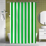 Vertical Stripes - White and Dark Pastel Green Shower Curtain 48  x 72  (Small)