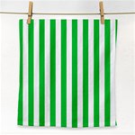 Vertical Stripes - White and Dark Pastel Green Face Towel
