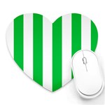 Vertical Stripes - White and Dark Pastel Green Heart Mousepad