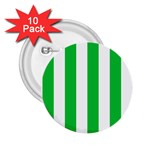 Vertical Stripes - White and Dark Pastel Green 2.25  Button (10 pack)