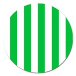 Vertical Stripes - White and Dark Pastel Green Magnet 5  (Round)