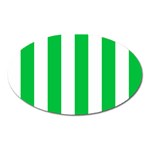 Vertical Stripes - White and Dark Pastel Green Magnet (Oval)