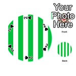 Vertical Stripes - White and Dark Pastel Green Playing Cards 54 (Round)