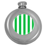 Vertical Stripes - White and Dark Pastel Green Hip Flask (5 oz)