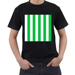 Vertical Stripes - White and Dark Pastel Green Men s T-Shirt (Black)