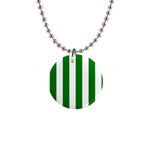 Vertical Stripes - White and Green 1  Button Necklace