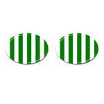 Vertical Stripes - White and Green Cufflinks (Oval)