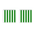 Vertical Stripes - White and Green Cufflinks (Square)
