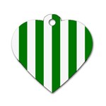 Vertical Stripes - White and Green Dog Tag Heart (One Side)