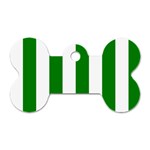Vertical Stripes - White and Green Dog Tag Bone (One Side)