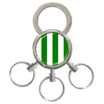 Vertical Stripes - White and Green 3-Ring Key Chain