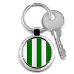 Vertical Stripes - White and Green Key Chain (Round)