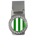 Vertical Stripes - White and Green Money Clip (CZ)