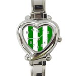 Vertical Stripes - White and Green Heart Italian Charm Watch