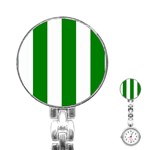 Vertical Stripes - White and Green Stainless Steel Nurses Watch
