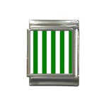 Vertical Stripes - White and Green Italian Charm (13mm)