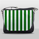 Vertical Stripes - White and Green Messenger Bag