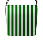 Vertical Stripes - White and Green Flap Closure Messenger Bag (L)