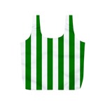 Vertical Stripes - White and Green Full Print Recycle Bag (S)