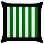 Vertical Stripes - White and Green Throw Pillow Case (Black)
