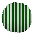 Vertical Stripes - White and Green Large 18  Premium Round Cushion