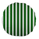 Vertical Stripes - White and Green Large 18  Premium Flano Round Cushion