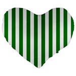 Vertical Stripes - White and Green Large 19  Premium Heart Shape Cushion