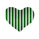 Vertical Stripes - White and Green Standard 16  Premium Flano Heart Shape Cushion