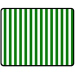 Vertical Stripes - White and Green Double Sided Fleece Blanket (Medium) (Two Sides)