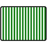 Vertical Stripes - White and Green Double Sided Fleece Blanket (Large) (Two Sides)