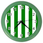 Vertical Stripes - White and Green Color Wall Clock