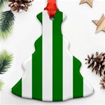 Vertical Stripes - White and Green Christmas Tree Ornament (Two Sides)