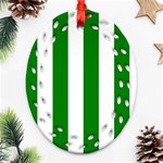 Vertical Stripes - White and Green Ornament (Bell) Ornament (Oval Filigree)