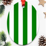 Vertical Stripes - White and Green Ornament (Oval)