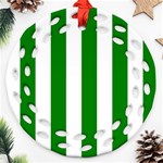 Vertical Stripes - White and Green Round Filigree Ornament (Two Sides)
