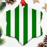 Vertical Stripes - White and Green Snowflake Ornament (Two Sides)