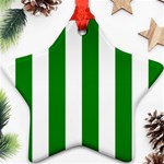 Vertical Stripes - White and Green Star Ornament (Two Sides)