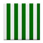 Vertical Stripes - White and Green Tile Coaster