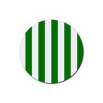 Vertical Stripes - White and Green Rubber Round Coaster (4 pack)