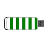 Vertical Stripes - White and Green Portable USB Flash (One Side)