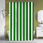 Vertical Stripes - White and Green Shower Curtain 48  x 72  (Small)