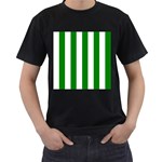 Vertical Stripes - White and Green Men s T-Shirt (Black)