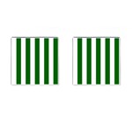 Vertical Stripes - White and Dark Green Cufflinks (Square)