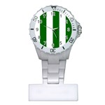 Vertical Stripes - White and Dark Green Nurses Watch