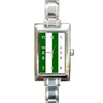 Vertical Stripes - White and Dark Green Rectangle Italian Charm Watch