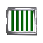 Vertical Stripes - White and Dark Green Mega Link Italian Charm (18mm)