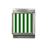 Vertical Stripes - White and Dark Green Italian Charm (13mm)